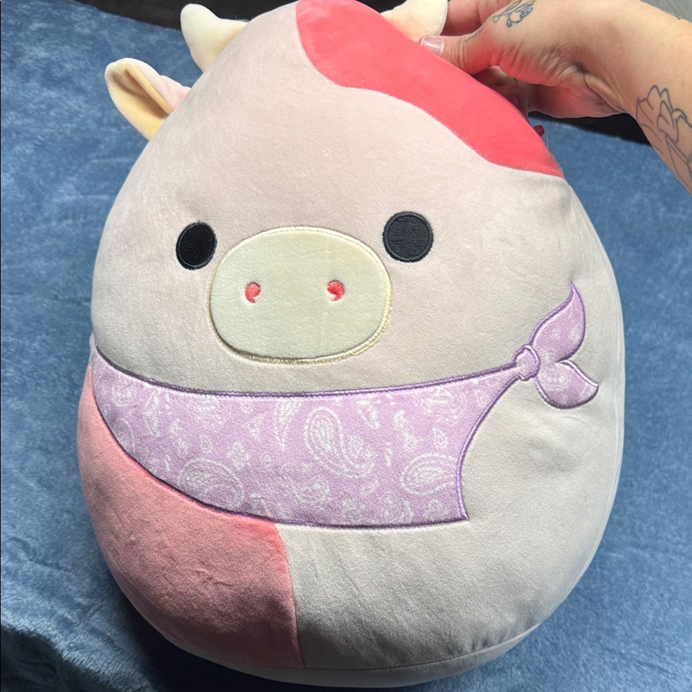 Plush Cow Stuffed Toy with Pink & Lavender Accents
